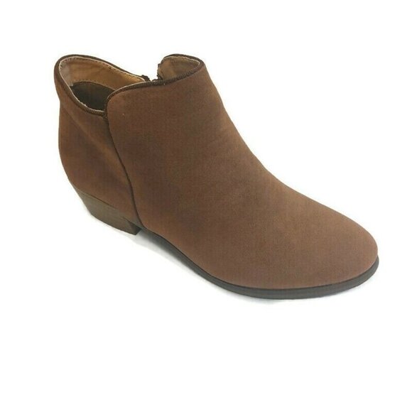 Reneeze Beauty-03 Womens Stacked Heel Zipper Ankle Booties Camel Brown Size 7 - Picture 1 of 8